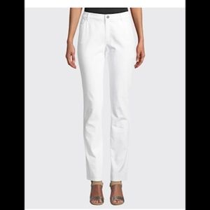 Eileen Fisher Jeans White Organic Cotton Stretch Straight Leg Ankle Denim Sz 18